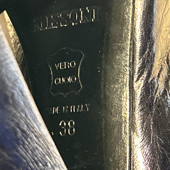 Missoni Fold-Over High Heeled Metallic Purple Leather Boots - Picture 15 of 16